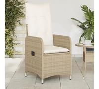 ShGaxin Sedia da giardino reclinabile con Cuscini rattan sintetico Beige, Sedia da giardino, Sedie Terrazza Esterna, Sedie Terrazza - 365683