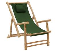 ShGaxin Sedia da spiaggia, poltrona reclinabile, sedia da esterno, sedie da giardino esterno, sedie da esterno, sedie da giardino, sedie da giardino, terrazza, bambù e tela verde