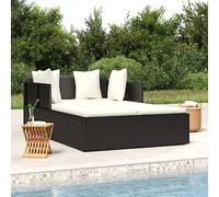 ShGaxin Sedia Lunga con Cuscini Nero 182x118x63 cm resina intrecciata,Sedie lunghe,Sedie Lunghe Giardino Esterno,Sedie Lunghe Relax