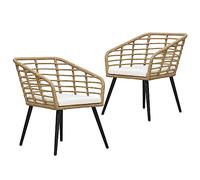 ShGaxin Sedie da giardino 2 pezzi, Sedie Terrazza Esterna, Sedie da Esterno, Mobili da Giardino Esterni, con Cuscini Rattan Sintetico Colore Quercia