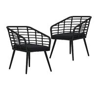 ShGaxin Sedie da giardino 2 unità, Sedie Terrazza Esterna, Sedie Esterne, Mobili da Giardino Esterno, con Cuscini Rattan Sintetico Nero