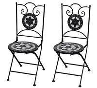 ShGaxin Sedie da giardino bistrot pieghevoli 2 pezzi, Sedie Terrazza Esterna, Sedia Spiaggia Giardino, Sedie da Esterno Giardino, Sedie Balcon, Ceramica Nero e Bianco