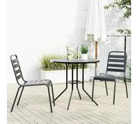 ShGaxin Sedie da giardino impilabili 3 pezzi Acciaio verniciato a polvere Grigio, Sedie Terrazza Esterna, Sedie Balcone, Sedie Giardino Esterno, Sedia Terrazza - 3283764