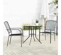 ShGaxin Sedie da giardino impilabili 3 pezzi Acciaio verniciato a polvere Grigio, Sedie Terrazza Esterna, Sedie Balcone, Sedie Giardino Esterno, Sedia Terrazza - 3283756