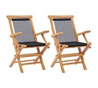 ShGaxin Sedie da giardino pieghevoli, 2 pezzi, sedia da esterno, sedia da spiaggia, mobile da giardino, sedie da terrazza all'aperto, sedie da terrazza, legno massello di teak e corda