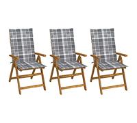 ShGaxin Sedie da giardino pieghevoli 3 pezzi e cuscini, sedia da esterno, sedia da spiaggia, mobile da giardino, sedie da terrazza, sedie da terrazza all'aperto, legno massello di acacia