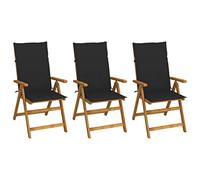 ShGaxin Sedie da giardino pieghevoli 3 pezzi, Sedie Terrazza Esterna, Sedia Spiaggia Giardino, Sedie Balcone, Mobili da giardino Set da esterni, e Cuscini in legno massello Acacia