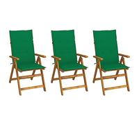ShGaxin Sedie da giardino pieghevoli 3 pezzi, Sedie Terrazza Esterna, Sedia Spiaggia Giardino, Sedie da Esterno Giardino, Sedie Balcone, Mobili da Giardino Esterno Set e Cuscini Legno Massiccio Acacia
