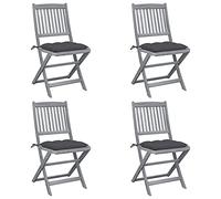 ShGaxin Sedie da giardino pieghevoli, 4 pezzi, Sedie da Terrazza Esterna, Set per Terrazza, Sedie da Esterno Giardino, Sedie Balcone, Mobili da Giardino Set Esterni, Cuscini Legno Massiccio Acacia