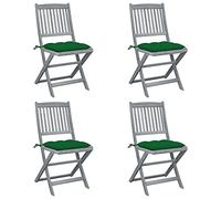 ShGaxin Sedie da giardino pieghevoli 4 pezzi, Sedie Terrazza Esterna, Sedia Spiaggia Giardino, Sedie Balcone, Mobili da giardino Set Esterni, Cuscini Legno Massiccio Acacia