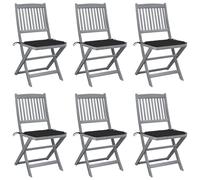 ShGaxin Sedie da giardino pieghevoli 6 pezzi cuscini, sedia da esterno, mobili da esterno, terrazza, sedia da spiaggia, sedie da terrazza, sedie da terrazza, sedie da terrazza all'aperto, legno