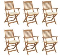 ShGaxin Sedie da giardino pieghevoli 6 pezzi, Sedie Terrazza Esterna, Mobili da Terrazza,Sedie da Esterno Giardino, Sedie Balcone, Mobili da Giardino Set e Cuscini Legno Massiccio Acacia