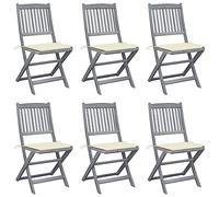 ShGaxin Sedie da giardino pieghevoli 6 pezzi, Sedie Terrazza Esterna, Mobili da Terrazza,Sedie da Esterno Giardino, Sedie Balcone, Mobili da Giardino Esterna Set Cuscini Legno Massiccio Acacia