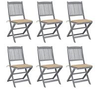 ShGaxin Sedie da giardino pieghevoli 6 pezzi, Sedie Terrazza Esterna, Sedia Spiaggia,Sedie Balcone, Mobili da giardino Set da esterni, Cuscini Legno massiccio Acacia