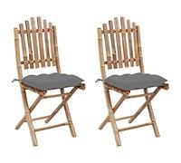 ShGaxin Sedie da giardino pieghevoli con cuscini 2 unità, Sedie Terrazza Esterna, Sedia Spiaggia Giardino, Sedie da giardino Giardino, Sedie Balcon, Mobili da giardino Set da esterni, bambù