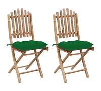 ShGaxin Sedie da giardino pieghevoli con cuscini 2 unità, Sedie Terrazza Esterna, Sedia Spiaggia Giardino, Sedie Balcon, Bambù