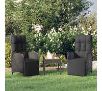 ShGaxin Sedie da giardino reclinabili con cuscini 2 pezzi, Sedie Terrazza, Sedie Terrazza Esterna, Sedie Esterne, Poltrone da Esterno, Sedia Spiaggia, Rattan PE Nero
