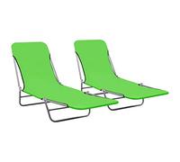 ShGaxin Sedie Lunghe Pieghevoli 2 pz Acciaio e Tessuto Verde,Sedie Lunghe,Sedie Lunghe Giardino Esterno,Sedie Lunghe Relax