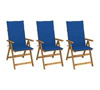 ShGaxin Sedie pieghevoli da giardino, 3 unità, sedie da terrazza, sedia da spiaggia, sedie da balcone, set di mobili da giardino per esterni e cuscini in legno massello di acacia