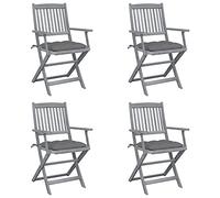 ShGaxin Sedie pieghevoli da giardino, 4 unità, sedie da terrazza all'aperto, sedia da spiaggia, sedie da giardino all'aperto, sedie da balcone, set Muebele, cuscini in legno massello di acacia