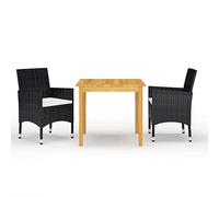 ShGaxin Set da 3 pezzi, tavolo e sedie da terrazza, tavolo e sedie da giardino, tavolo e sedie da terrazza, nero