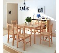 ShGaxin Set da pranzo da 7 pezzi, set da tavolo e sedie da cucina, mobile da pranzo, tavolo da cucina con sedie, legno di pino