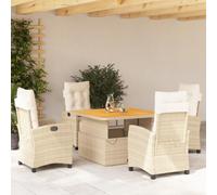 ShGaxin Set da pranzo da giardino 5 pezzi con cuscini in rattan sintetico beige, set tavolo e sedie da giardino, tavolo da terrazza all'aperto e sedie, set terrazza, mobili da giardino esterno