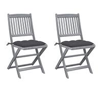 ShGaxin Set di 2 sedie pieghevoli da giardino, per esterni, terrazza, spiaggia, giardino, balcone, set di mobili da giardino in legno massello di acacia