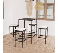 ShGaxin Set di bar da giardino 5 pezzi e cuscini, sedia da terrazza, tavolo da terrazza, mobili da giardino, mobili da giardino, per piccole terrazze, rattan sintetico nero