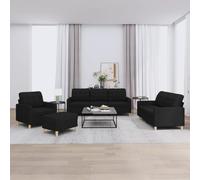 ShGaxin Set di divani con cuscini 4 pezzi in tessuto nero, divani da soggiorno, divano per la casa, mobili soggiorno, divano relax, divano moderno - 3201254