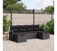 ShGaxin Set di divani da giardino 6 pezzi e cuscini in rattan sintetico nero, set da giardino esterno, mobili da giardino, mobili da giardino, set di mobili da giardino - 3263851