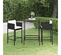 ShGaxin Set di mobili da bar da giardino 3 pezzi e cuscini, sala da pranzo da giardino, set da bar per giardino, rattan sintetico nero