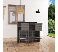 ShGaxin Set di mobili da bar da giardino 3 pezzi e cuscini, set da esterno giardino, mobili da giardino, mobili da giardino, set da giardino, divano da giardino, terrazza, grigio