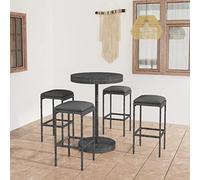 ShGaxin Set di mobili da bar da giardino 5 pezzi e cuscini, mobili da giardino, mobili da esterno, terrazza, set tavolo e sedie da giardino, terrazza esterna, mobili da terrazza, rattan sintetico
