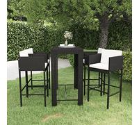 ShGaxin Set di mobili da bar da giardino 5 pezzi e cuscini, sala da pranzo, set da bar per giardino, set mobili da giardino, rattan sintetico nero