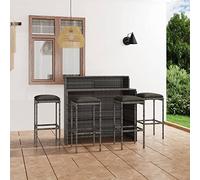 ShGaxin Set di mobili da bar da giardino in 5 pezzi e cuscini, set tavolo e sedie da giardino, set giardino esterno, tavolo e sedie terrazza, tavolo balcone, grigio