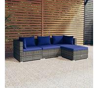 ShGaxin Set di mobili da giardino 4 pezzi e cuscini, mobili da terrazza e giardino, divano e poltrone da giardino, mobili patio esterno, set divano da giardino, rattan sintetico grigio