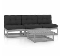 ShGaxin Set di mobili da giardino 4 pezzi e cuscini, set da giardino, mobili da terrazza all'aperto, set da giardino, divano da giardino, terrazza in legno di pino massello