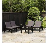 ShGaxin Set di mobili da giardino 4 pezzi, mobili da giardino esterni, set giardino esterno, divano e poltrone da giardino, set da giardino moderno con cuscini in plastica grigio