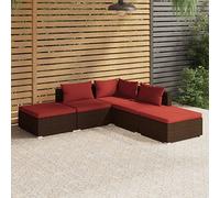 ShGaxin Set di mobili da giardino 5 pezzi e cuscini, mobili da giardino e terrazza, patio Furniture, divano esterno terrazza, set divano esterno giardino, rattan sintetico marrone