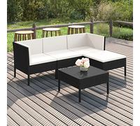 ShGaxin Set di mobili da giardino 5 pezzi, mobili da giardino esterni, mobili da giardino, mobili da giardino, set da giardino e cuscini in rattan sintetico nero