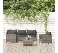 ShGaxin Set di mobili da giardino 6 pezzi e cuscini in rattan sintetico grigio, set giardino esterno, mobili da giardino all'aperto, set terrazza, terrazza esterna Chill out, giardino Furniture
