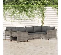 ShGaxin Set di mobili da giardino 6 pezzi e cuscini in rattan sintetico grigio, set giardino esterno, mobili da giardino all'aperto, set terrazza, terrazza esterna Chill out, Garden Furniture 3187300
