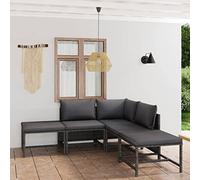 ShGaxin Set di mobili da giardino 6 pezzi e cuscini, mobili da giardino esterni, mobili da giardino, set da giardino, divano da giardino, set da giardino esterno, rattan sintetico grigio