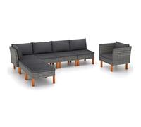 ShGaxin Set di mobili da giardino 7 pezzi, mobili da giardino esterni, set da giardino esterno, set da giardino, divano esterno terrazza, rattan sintetico eucalipto grigio