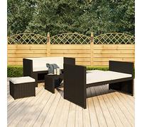 ShGaxin Set mobili da giardino 5 pezzi e cuscini, set esterno giardino, mobili terrazza esterna, set mobili da giardino esterno, divano giardino terrazza, rattan sintetico nero
