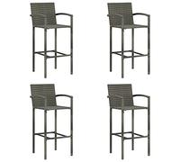 ShGaxin Sgabelli da bar Set di 4 pezzi grigio resina intrecciata,Sedia da bar,Sedia alta Bar