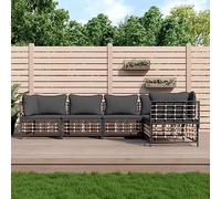 ShGaxin Soggiorno Basso Giardino Esterno,Divano Da Giardino,Divano Esterno Combinato,5 pz Soggiorno da giardino con Cuscini Antracite resina intrecciata