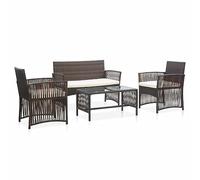 ShGaxin Soggiorno da giardino 4 pezzi con cuscini in resina intrecciata marrone,Soggiorno da giardino esterno,Mobili per esterni da giardino,Mobili da balcone esterno