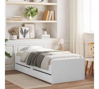 ShGaxin Struttura del letto con cassetti bianco 100 x 200 cm, base del letto, telaio del letto, letto giovanile, letto della camera da letto, rete - 3207336